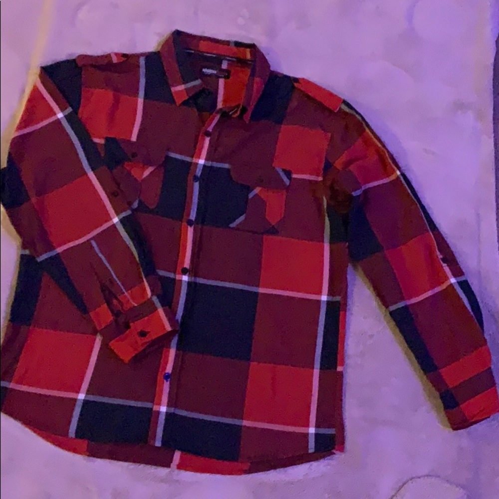 Men’s Red and black button down casual shirt